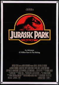 7x208 JURASSIC PARK linen int'l 1sh '93 Steven Spielberg, Richard Attenborough re-creates dinosaurs!