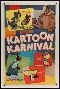 7x251 MGM KARTOON KARNIVAL linen 1sh '54 Tom & Jerry, Spike & Tyke, Barney Bear, Droopy, Lucky Ducky