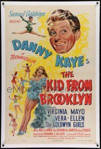 7x211 KID FROM BROOKLYN linen 1sh '46 great art of Danny Kaye, sexy Virginia Mayo & Vera-Ellen!
