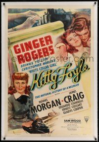 7x213 KITTY FOYLE linen 1sh '40 great art of White Collar Girl Ginger Rogers & Dennis Morgan!