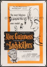 7x216 LADYKILLERS linen 1sh '56 art of Alec Guinness & gangsters + Katie Johnson, Ealing classic!