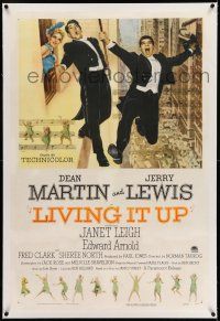 7x227 LIVING IT UP linen 1sh '54 sexy Janet Leigh watches wacky Dean Martin & Jerry Lewis!