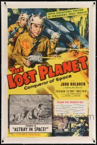7x230 LOST PLANET linen chapter 8 1sh '53 Judd Holdren, sci-fi serial, cool art, Astray in Space!