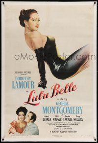 7x234 LULU BELLE linen 1sh '48 full-length art of sexy Dorothy Lamour & w/George Montgomery!