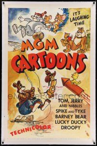 7x250 MGM CARTOONS linen 1sh '55 Tom & Jerry, Droopy, Spike & Tyke, Barney Bear, Lucky Ducky!