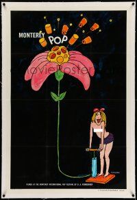 7x259 MONTEREY POP linen 1sh '68 D.A. Pennebaker, rock & roll, great sexy Tomi Ungerer art!