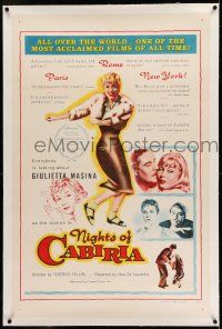 7x277 NIGHTS OF CABIRIA linen 1sh '57 Federico Fellini's La Notti di Cabiria, Giulietta Masina!