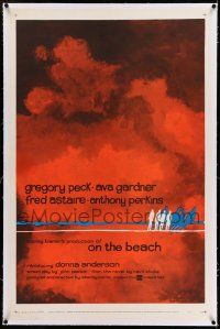 7x285 ON THE BEACH linen style B 1sh '59 Stanley Kramer classic, art of doomsday nuclear explosion!
