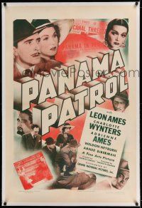 7x288 PANAMA PATROL linen 1sh '39 Leon Ames, Charlotte Wynters, Adrienne Ames, murder at the canal!