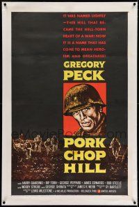 7x300 PORK CHOP HILL linen 1sh '59 Gustav Rehberger art of Korean War soldier Gregory Peck!
