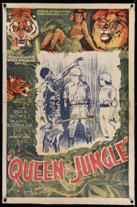 7x310 QUEEN OF THE JUNGLE linen 1sh R40s the triumphant animal wild serial, cool artwork!