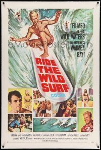 7x321 RIDE THE WILD SURF linen 1sh '64 Fabian, ultimate poster for surfers to display on their wall!