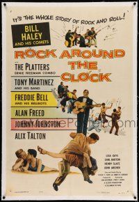 7x327 ROCK AROUND THE CLOCK linen 1sh '56 Bill Haley & His Comets, The Platters, Alan Freed!