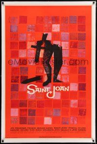 7x335 SAINT JOAN linen 1sh '57 Jean Seberg as Joan of Arc, directed by Otto Preminger, Saul Bass art