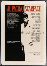 7x343 SCARFACE linen 1sh '83 Al Pacino as Tony Montana, Brian De Palma, Oliver Stone!