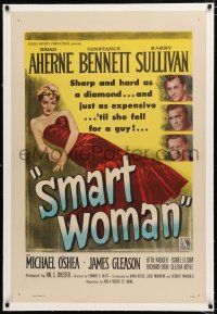 7x354 SMART WOMAN linen 1sh '48 Brian Aherne, Barry Sullivan, sexy full-length Constance Bennett!