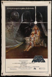 7x365 STAR WARS linen style A third printing 1sh '77 George Lucas classic sci-fi epic, art by Jung!