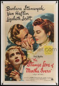 7x368 STRANGE LOVE OF MARTHA IVERS linen 1sh '46 Barbara Stanwyck, Van Heflin & Lizabeth Scott!