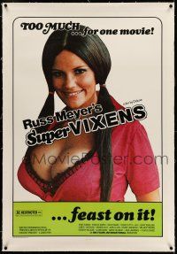 7x372 SUPER VIXENS linen 1sh '75 Russ Meyer, super sexy Shari Eubank is TOO MUCH for one movie!