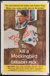 7x394 TO KILL A MOCKINGBIRD linen 1sh '63 Gregory Peck classic, from Harper Lee's famous novel!