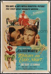 7x398 TONIGHT & EVERY NIGHT linen style B 1sh '44 you have a date with sexy showgirl Rita Hayworth!