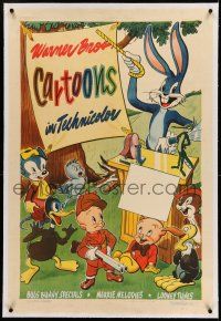 7x421 WARNER BROS CARTOONS linen 1sh '46 great early art of Bugs Bunny, Elmer Fudd, Porky & Daffy!
