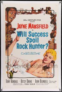 7x426 WILL SUCCESS SPOIL ROCK HUNTER linen 1sh '57 art of sexy Jayne Mansfield wearing only a sheet!