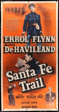 7y063 SANTA FE TRAIL linen 3sh '40 Errol Flynn, Olivia De Havilland, Raymond Massey, Michael Curtiz