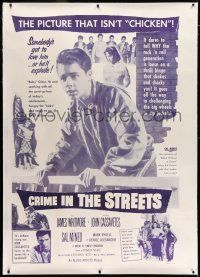 7y035 CRIME IN THE STREETS linen 40x60 R50s Sal Mineo & 1st John Cassavetes, directed by Don Siegel