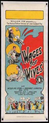 7y288 WAGES FOR WIVES linen long Aust daybill '25 women strike & husbands have to do the housework!