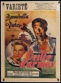 7y269 BEFORE THE BATTLE linen pre-War Belgian '35 Marcel L'Herbier's Veille d'armes, Annabella!