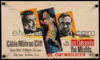 7y281 MISFITS linen Belgian '61 different art of sexy Marilyn Monroe, Gable & Montgomery Clift!