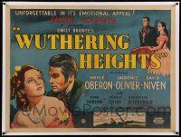 7y307 WUTHERING HEIGHTS linen British quad '39 different art of Laurence Olivier & Merle Oberon!