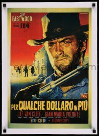 7y173 FOR A FEW DOLLARS MORE linen 15x21 commercial REPRO poster '90s Fiorenzi art of Eastwood!