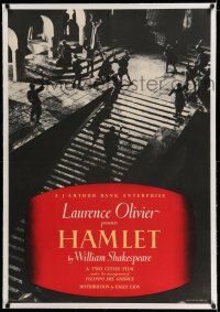 7y310 HAMLET linen English 1sh '49 Laurence Olivier, Shakespeare classic, Best Picture winner!