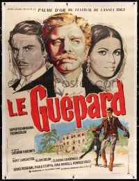 7y011 LEOPARD linen French 1p '63 Visconti's Il Gattopardo, Burt Lancaster, different Gonzalez art!