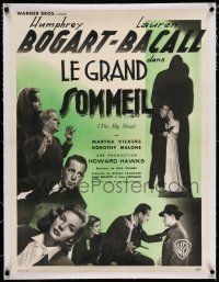 7y250 BIG SLEEP linen French 24x31 1947 Humphrey Bogart, Lauren Bacall, Howard Hawks, Cristellys art