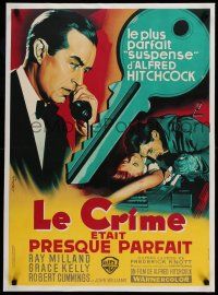 7y252 DIAL M FOR MURDER linen French 22x31 R62 Hitchcock, Koutachy art of Grace Kelly & Milland!