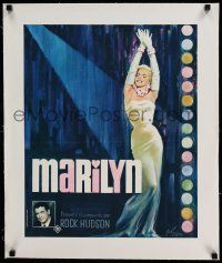 7y265 MARILYN linen French 17x21 '63 sexy full-length art of young Monroe by Boris Grinsson!