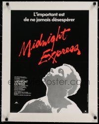 7y266 MIDNIGHT EXPRESS linen French 16x21 '78 Alan Parker, Brad Davis in prison for smuggling dope!