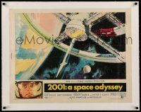 7y152 2001: A SPACE ODYSSEY linen 1/2sh '68 Kubrick sci-fi classic, space wheel art by Bob McCall!