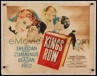 7y157 KINGS ROW linen style A 1/2sh '42 different art of Ronald Reagan & sexy Ann Sheridan, classic!