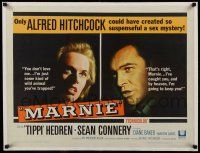7y160 MARNIE linen 1/2sh '64 different split image of Sean Connery & Tippi Hedren, Alfred Hitchcock