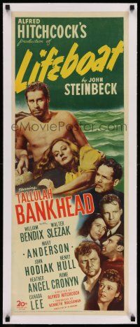 7y143 LIFEBOAT linen insert '43 Alfred Hitchcock & Steinbeck, Tallulah Bankhead + 6 cast members!