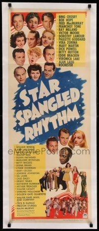 7y145 STAR SPANGLED RHYTHM linen insert '43 images of all of Paramount's best 1940s stars!