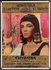 7y227 CLEOPATRA linen roadshow Italian lrg pbusta '63 great portrait of Elizabeth Taylor!