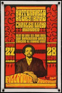 7y121 BUTTERFIELD BLUES BAND/CHARLES LLOYD QUARTET linen 15x23 music concert poster '67 Wilson art!