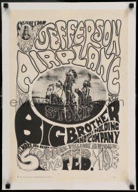 7y125 JEFFERSON AIRPLANE/BIG BROTHER linen 2nd printing 14x21 music concert poster '66 Wilson art!