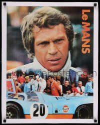 7y136 LE MANS linen special Gulf 17x22 '71 great close up image of race car driver Steve McQueen!