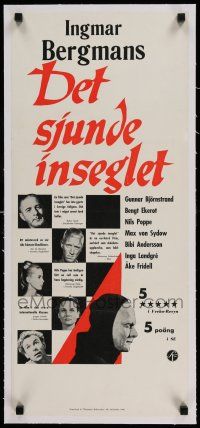 7y194 SEVENTH SEAL linen Swedish stolpe R60 Ingmar Bergman's Det Sjunde Inseglet, Ekerot as Death!